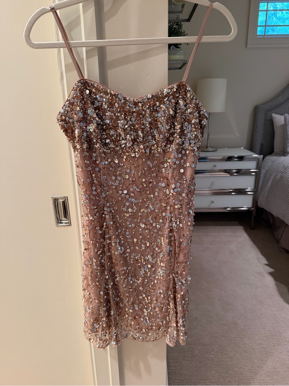 MAJORELLE Dusty Rose Sequin Sparkle Mini Dress